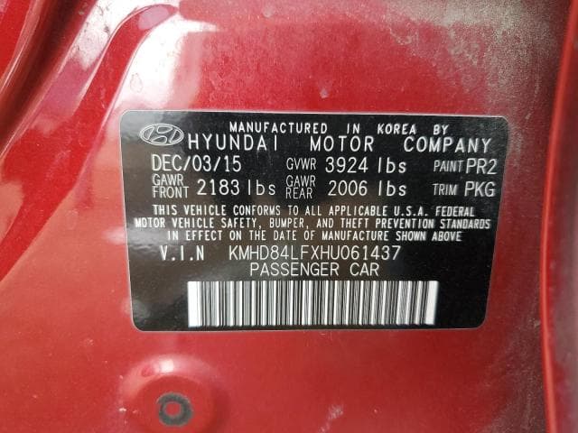 2017 HYUNDAI ELANTRA SE 12