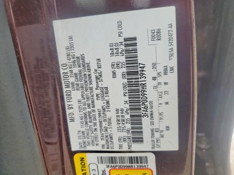 2017 FORD FUSION TITANIUM 12