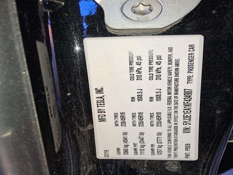 2019 TESLA MODEL 3 12