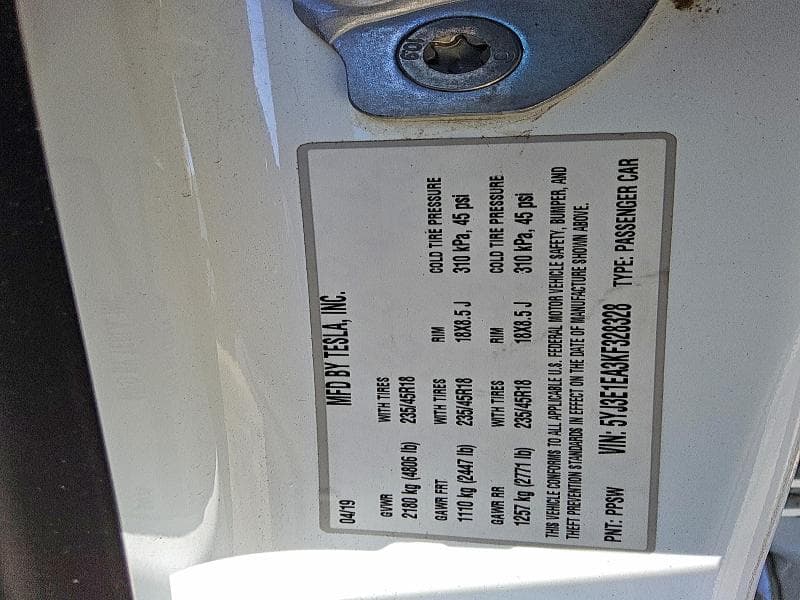2019 TESLA MODEL 3 12