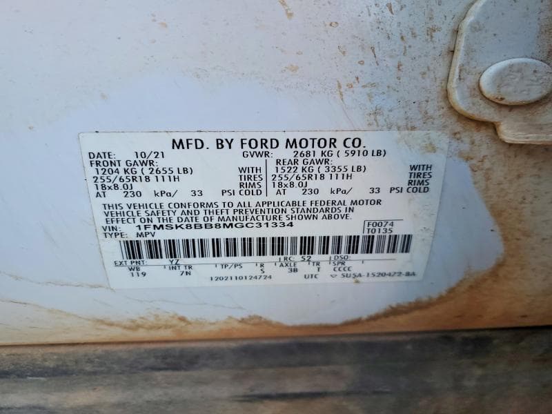 2021 FORD EXPLORER 13