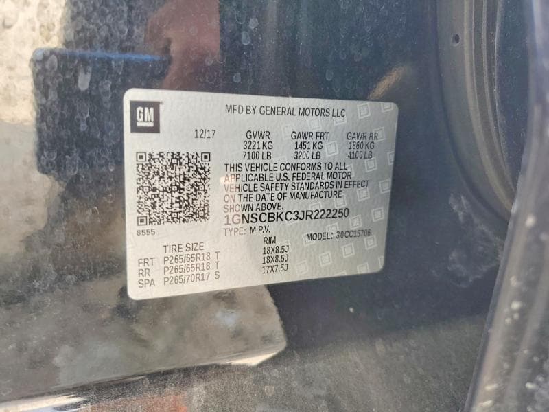 2018 CHEVROLET TAHOE C1500 LT 14