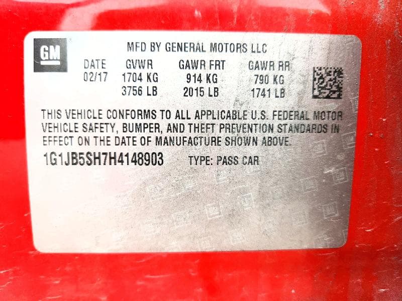 2017 CHEVROLET SONIC LS 12