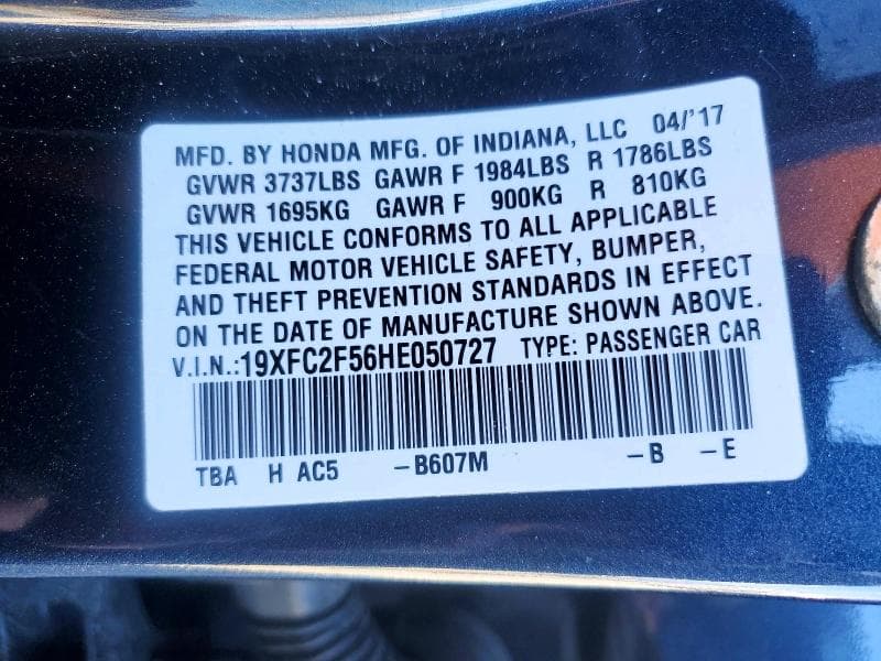 2017 HONDA CIVIC LX 12