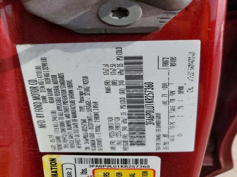 2019 FORD FUSION 12