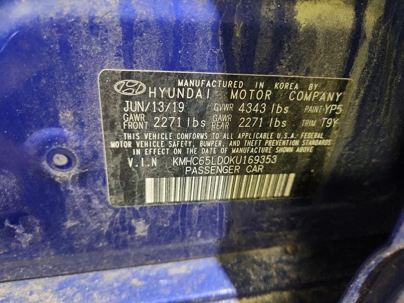 2019 HYUNDAI IONIQ PLUG-IN HYBRID BASE 12