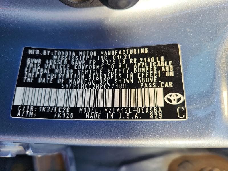 2021 TOYOTA COROLLA SE 12