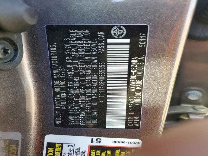 2022 TOYOTA CAMRY LE 12
