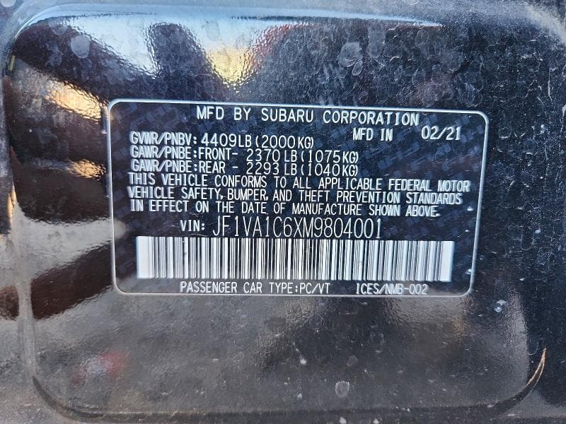 2021 SUBARU WRX PREMIUM 13