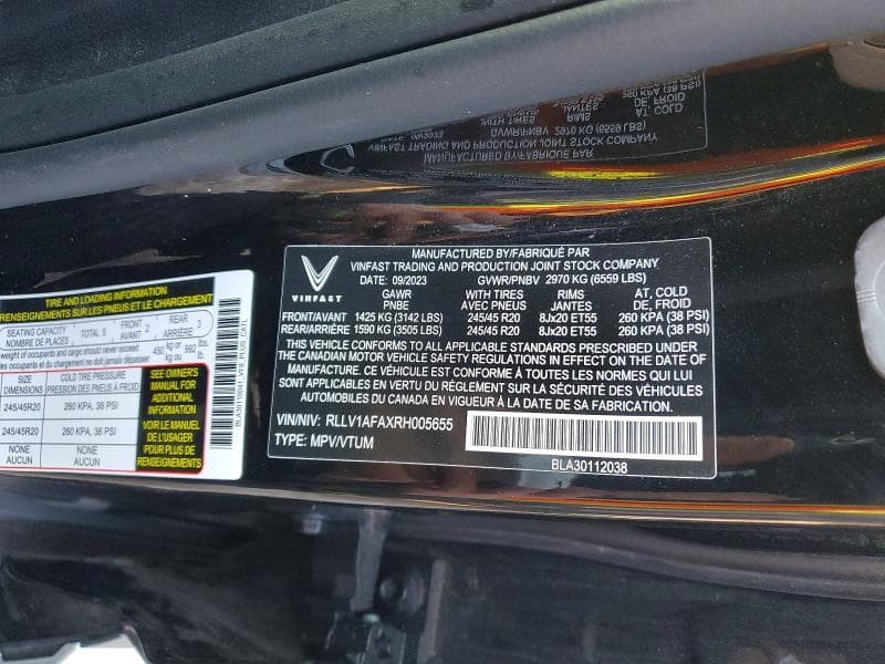 2024 VINFAST TRADING AND PRODUCTION LLC VF 8 PLUS 13
