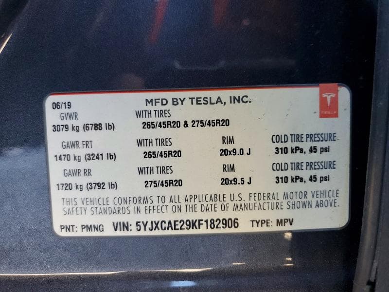 2019 TESLA MODEL X 14