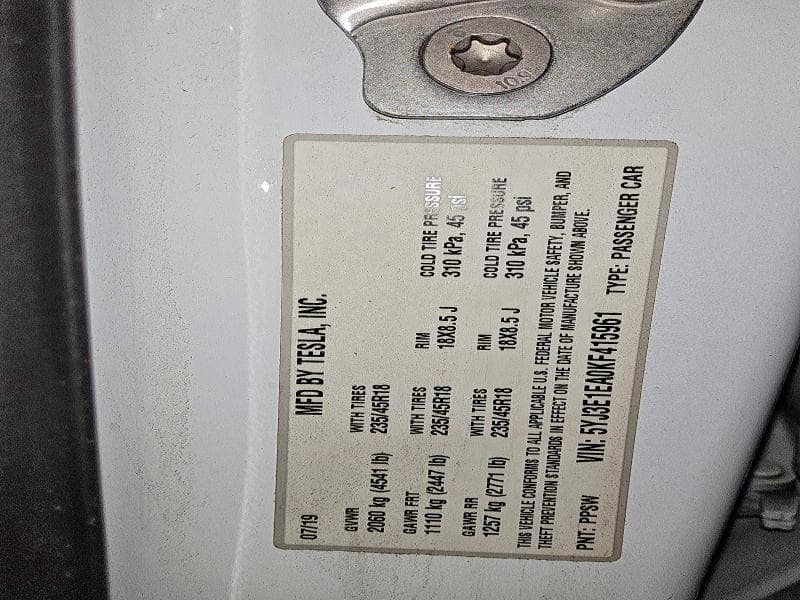 2019 TESLA MODEL 3 12