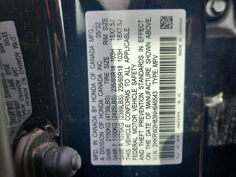 2022 HONDA CR-V EXL 12