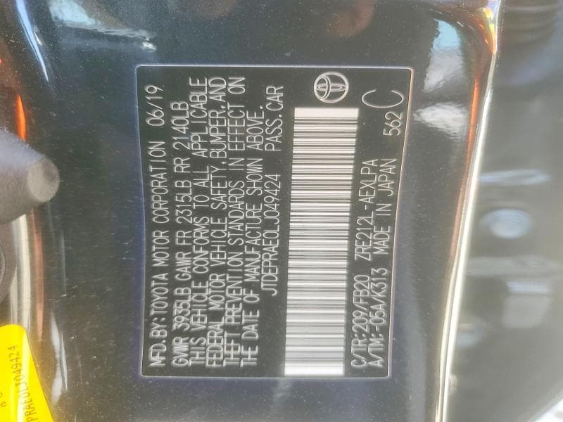 2020 TOYOTA COROLLA LE 13