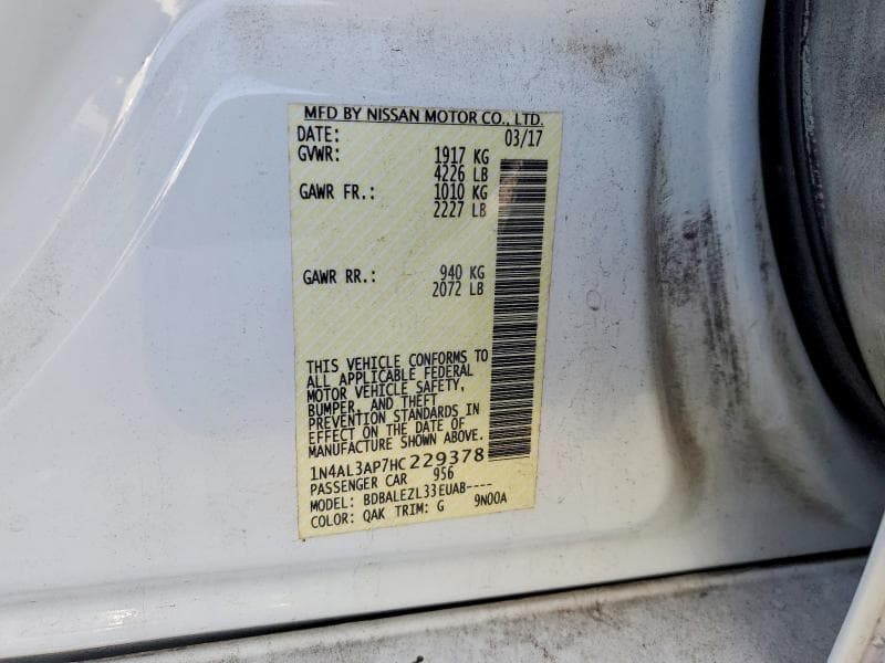 2017 NISSAN ALTIMA 2.5 S 12