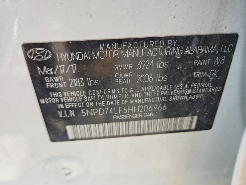 2017 HYUNDAI ELANTRA SE 12