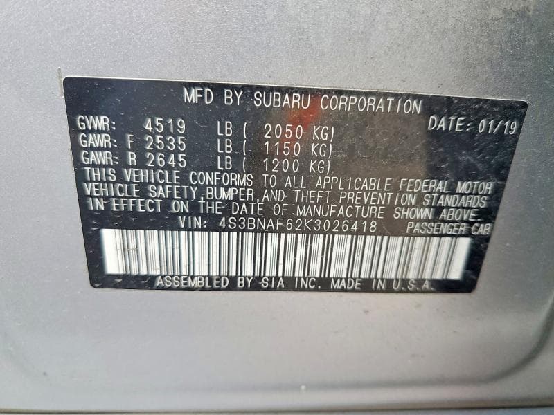 2019 SUBARU LEGACY 12