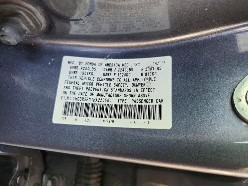 2017 HONDA ACCORD LX 12
