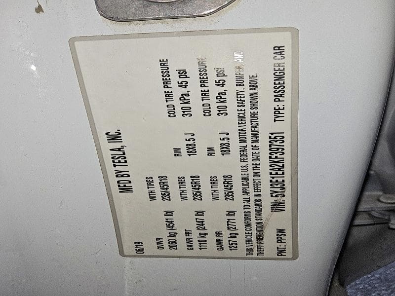2019 TESLA MODEL 3 12