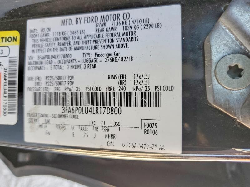 2020 FORD FUSION SE 12