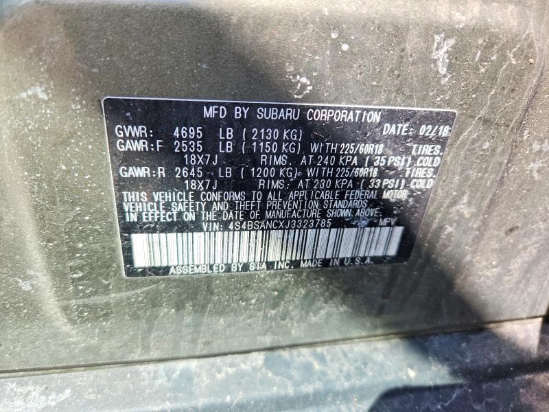 2018 SUBARU OUTBACK 2.5I LIMITED 13