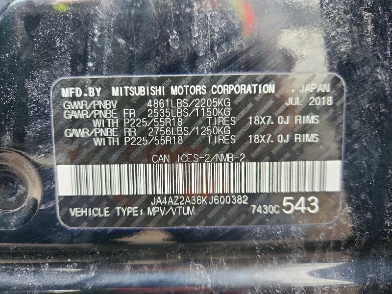 2019 MITSUBISHI OUTLANDER ES 14