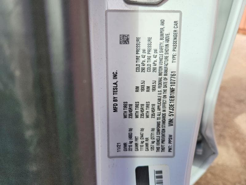 2022 TESLA MODEL 3 12