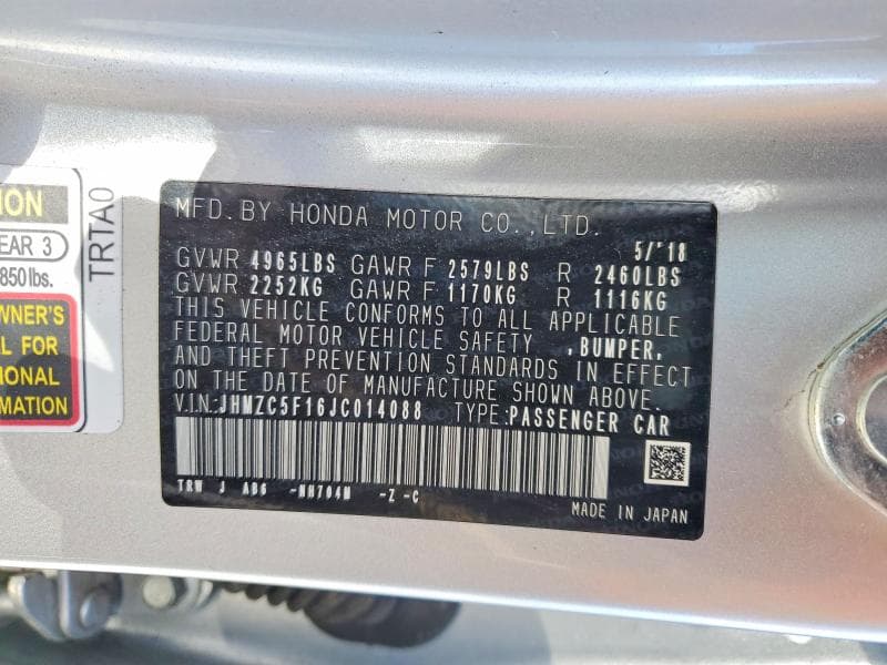 2018 HONDA CLARITY 12