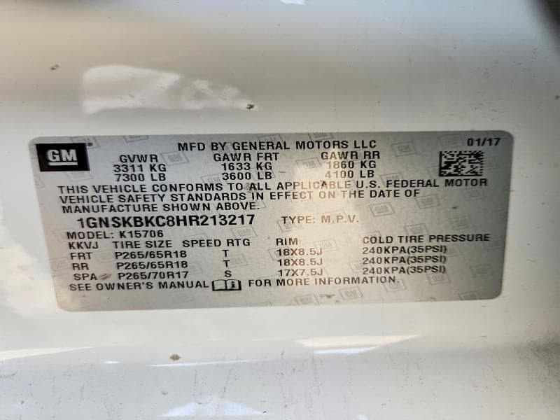 2017 CHEVROLET TAHOE K1500 LT 13