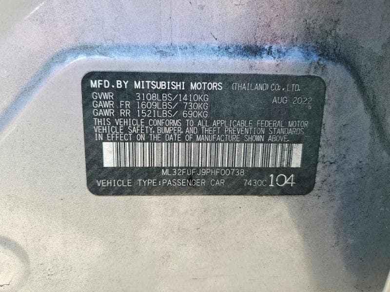 2023 MITSUBISHI MIRAGE G4 ES 12