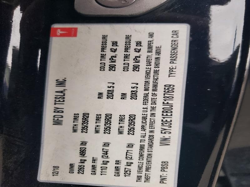 2018 TESLA MODEL 3 12