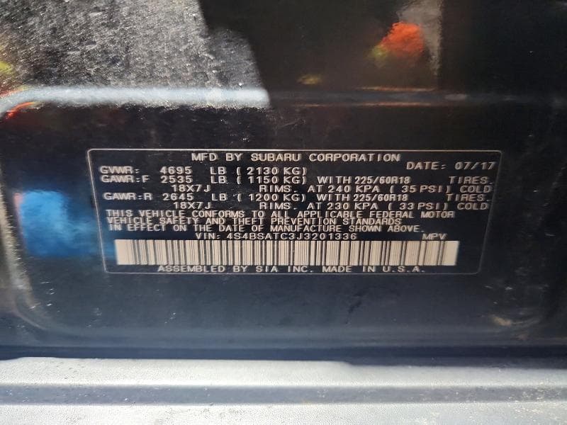 2018 SUBARU OUTBACK TOURING 12