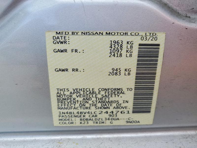 2020 NISSAN ALTIMA 2.5 S 13