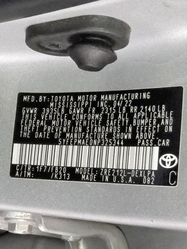 2022 TOYOTA COROLLA LE 13