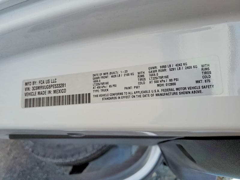 2023 RAM PROMASTER 3500 3500 HIGH 12