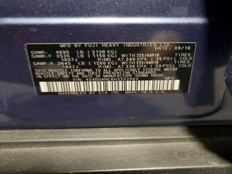 2017 SUBARU OUTBACK 2.5I LIMITED 13