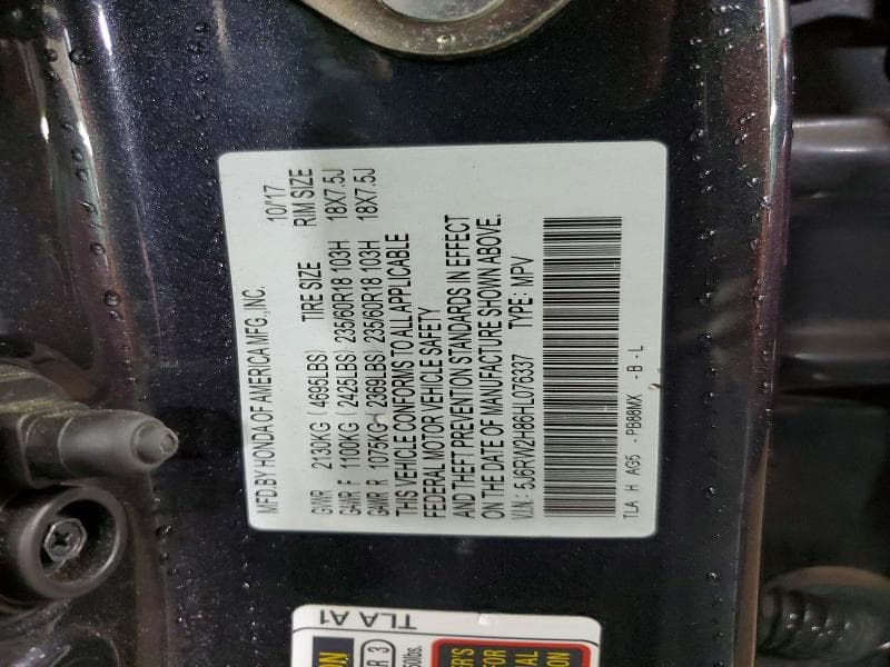 2017 HONDA CR-V EXL 12