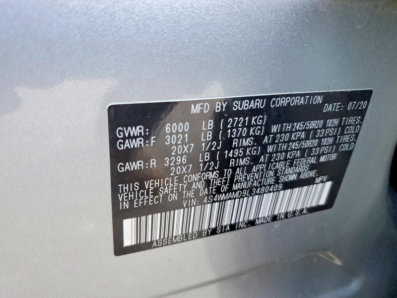 2020 SUBARU ASCENT LIMITED 13