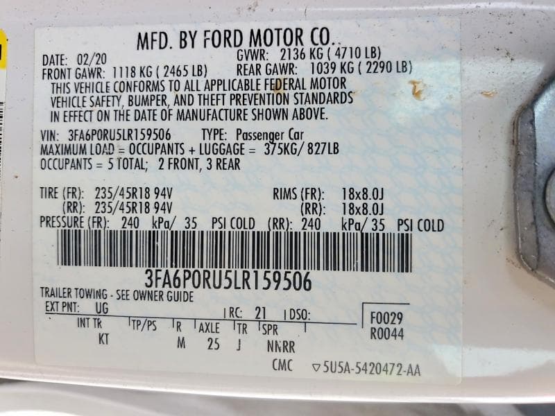2020 FORD FUSION TITANIUM 13