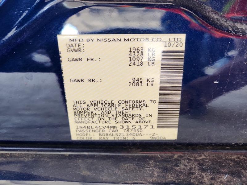 2021 NISSAN ALTIMA 2.5 SR 12