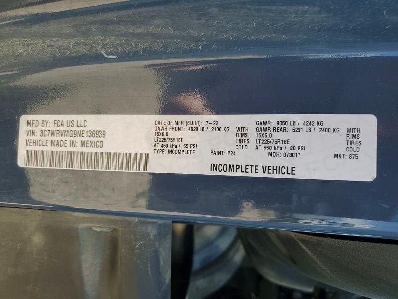 2022 RAM PROMASTER 3500 3500 STANDARD 14