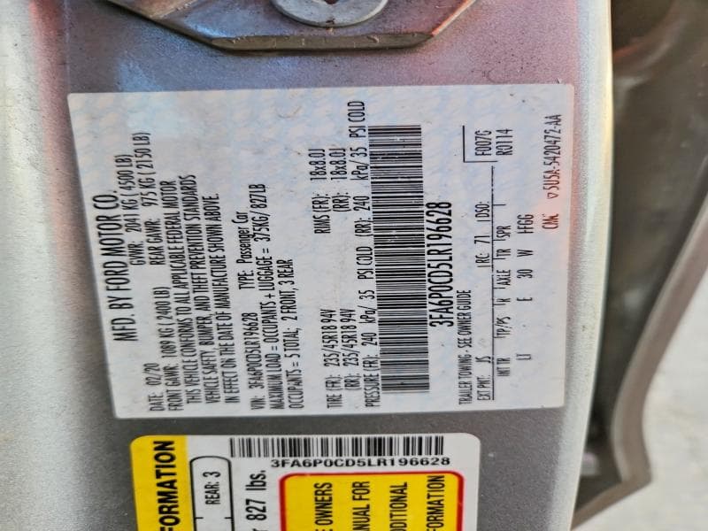 2020 FORD FUSION SEL 12