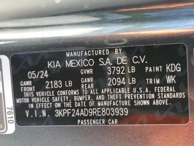 2024 KIA FORTE LX 12
