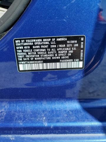 2017 VOLKSWAGEN PASSAT SE 12