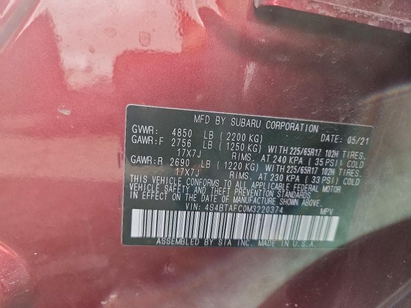 2021 SUBARU OUTBACK 13