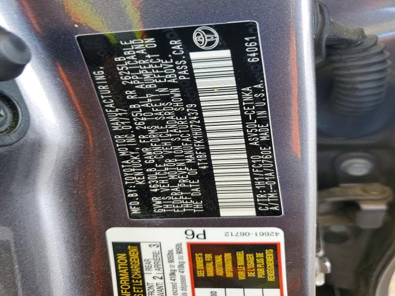 2017 TOYOTA CAMRY LE 12