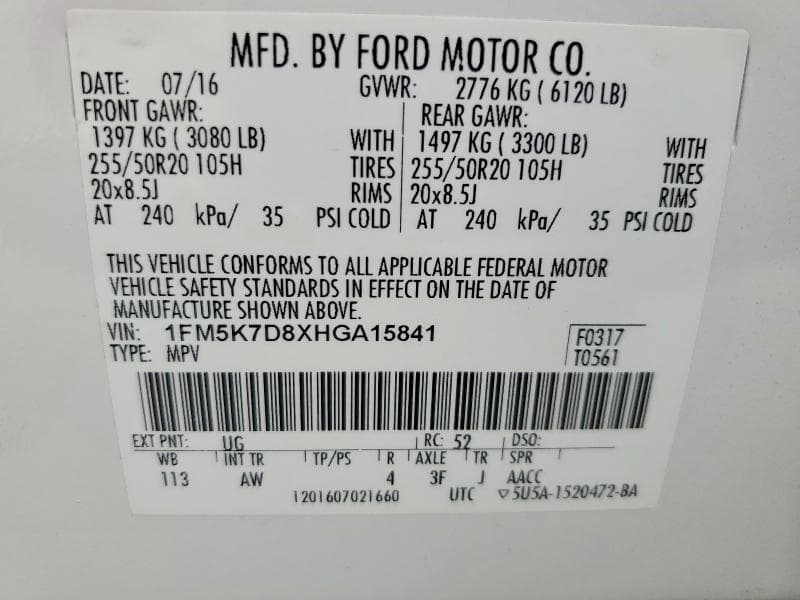 2017 FORD EXPLORER XLT 14