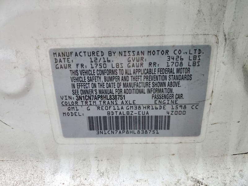2017 NISSAN VERSA 1.6 SV 13