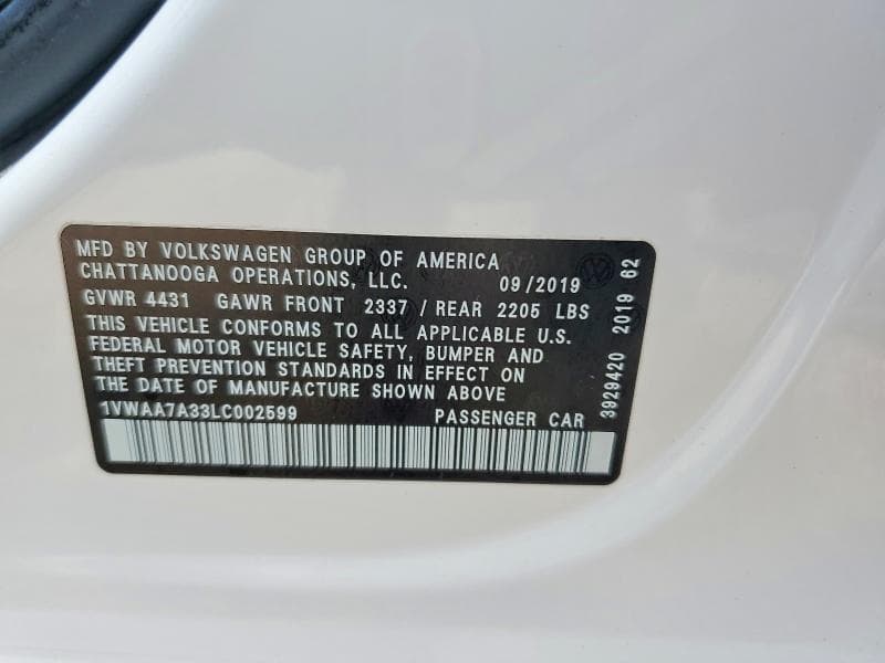 2020 VOLKSWAGEN PASSAT S 12