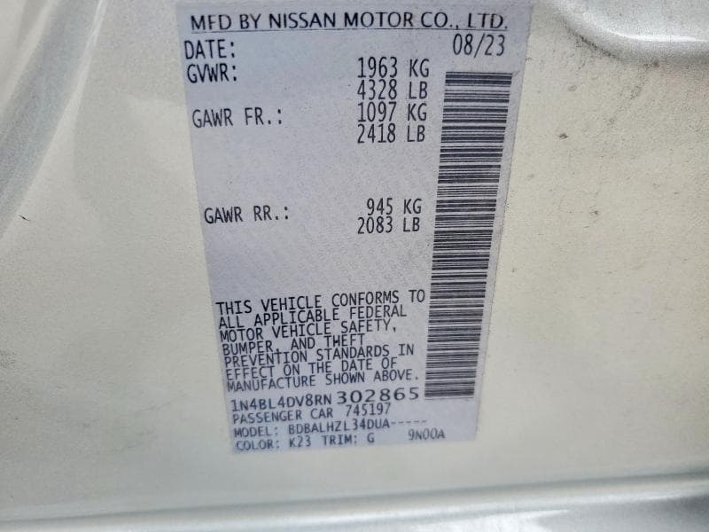 2024 NISSAN ALTIMA SV 12